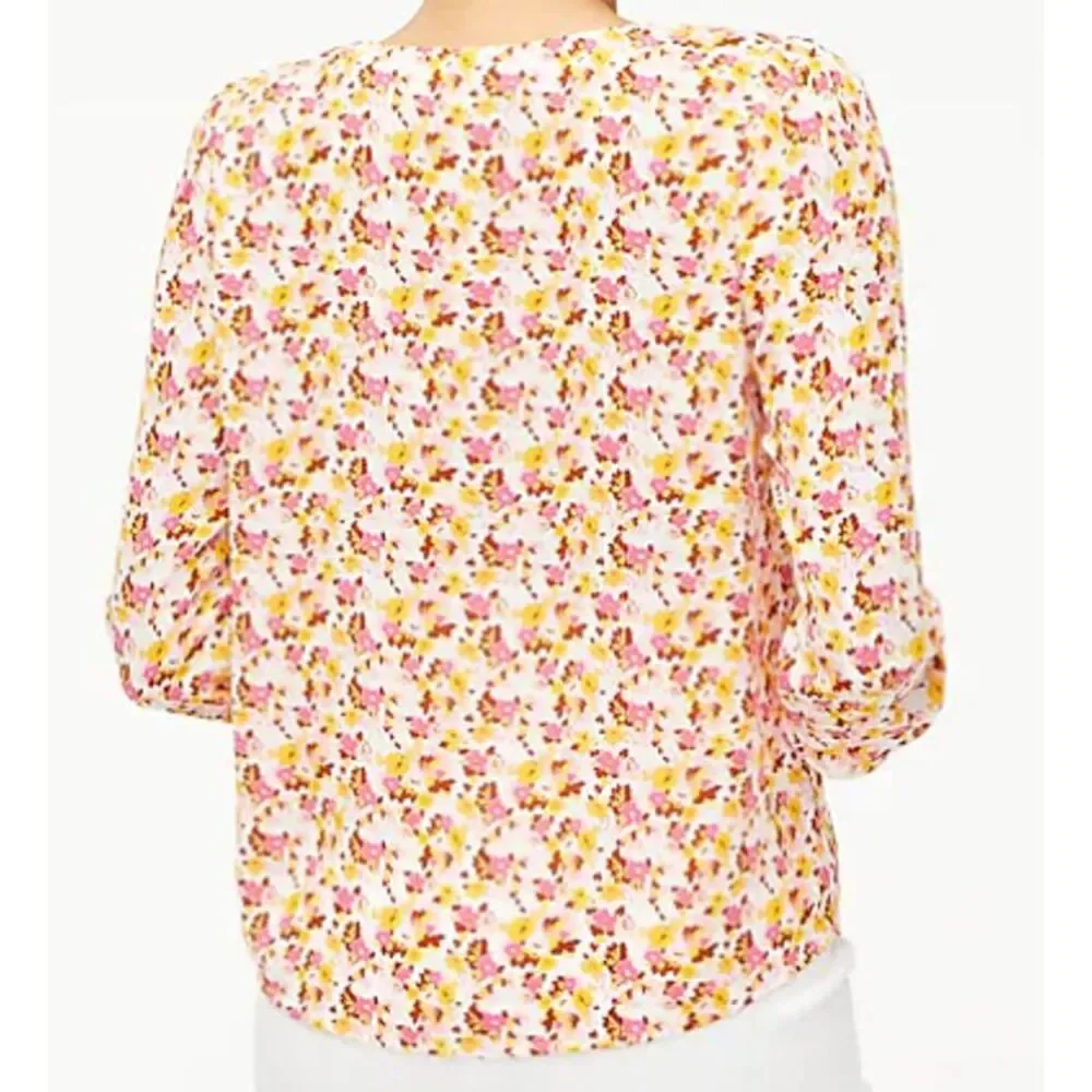 J Crew V-Neck Floral Button Down Shirt Size XL